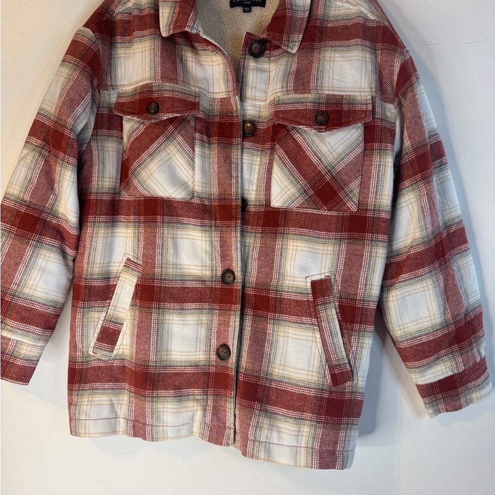 Cozy plaid  Jacket in Red and White